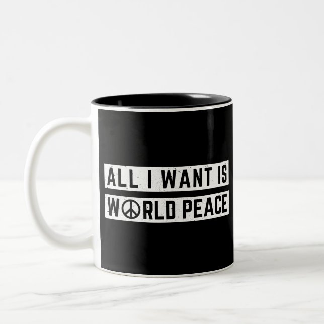 Caneca De Café Em Dois Tons Paz mundial (Esquerda)
