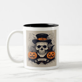 Caneca De Café Em Dois Tons Pé de bruxa: Maçã de Halloween assustadora