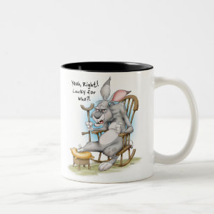 Caneca De Café Em Dois Tons Pé de coelhos afortunado