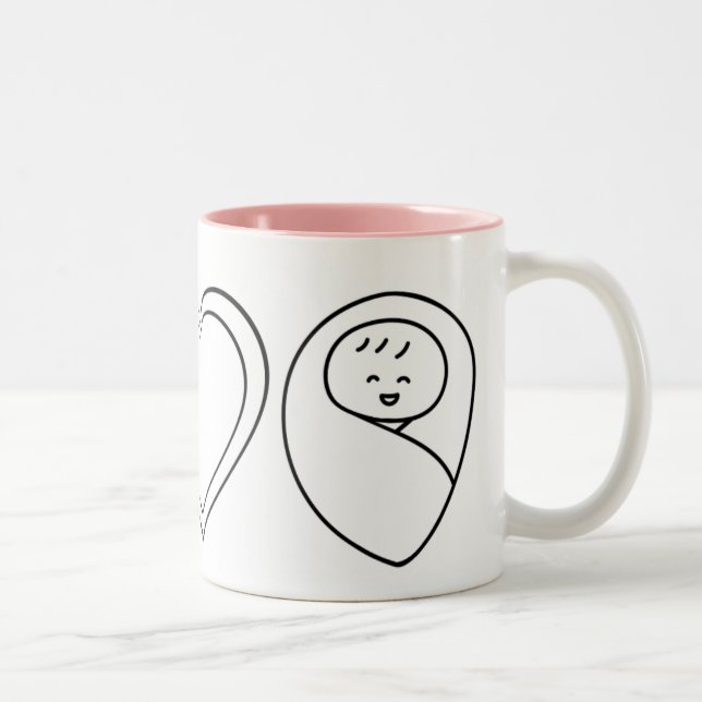 Caneca De Café Em Dois Tons Peace Love Babies (Direita)