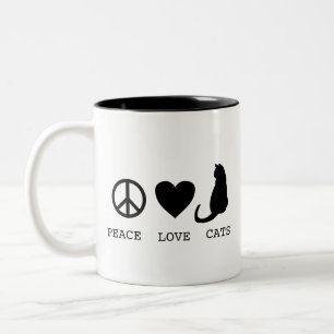 Caneca De Café Em Dois Tons Peace Love Cats Mug
