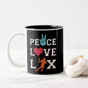 Caneca De Café Em Dois Tons Peace Love Lax Youth Lacrosse Heart