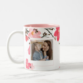 Caneca De Café Em Dois Tons Peach Blossom Watercolor Dia de as mães Mug