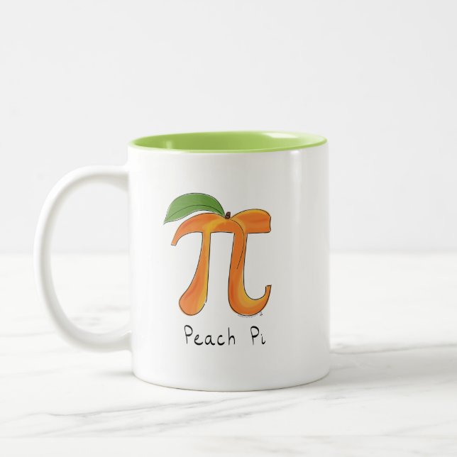 Caneca De Café Em Dois Tons Peach Pi Cute Math Pi Day Coffee Mug (Esquerda)