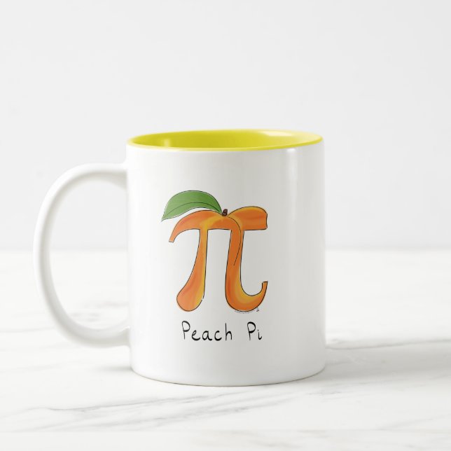 Caneca De Café Em Dois Tons Peach Pi Cute Math Pi Day Coffee Mug (Esquerda)