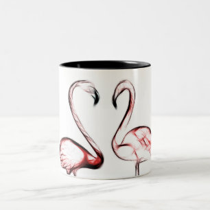 Caneca De Café Em Dois Tons Peach Rosa Flamingos Flamingo Tropical