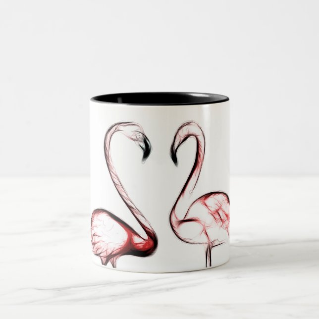Caneca De Café Em Dois Tons Peach Rosa Flamingos Flamingo Tropical (Centro)