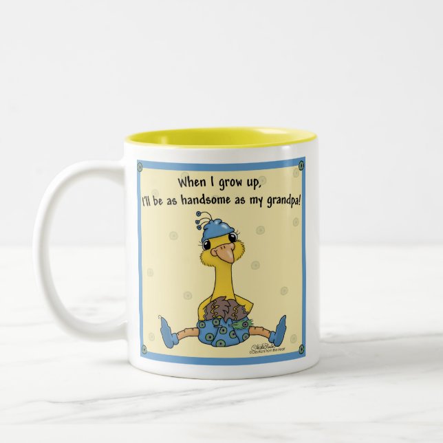 Caneca De Café Em Dois Tons Peachick Handsome como o vovô (Esquerda)