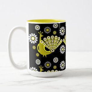 Caneca De Café Em Dois Tons Peacock Bird Graphic Art