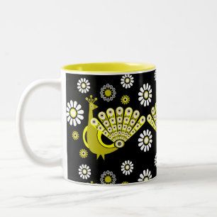 Caneca De Café Em Dois Tons Peacock Bird Graphic Art