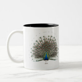 Caneca De Café Em Dois Tons Peacock Majestoso com Cauda Colorida