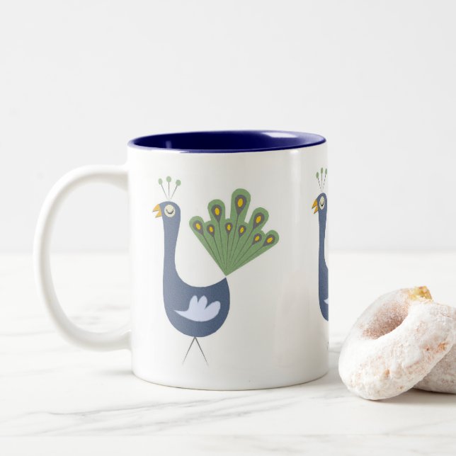Caneca De Café Em Dois Tons Peacock Mug orgulhoso (Com Donut)