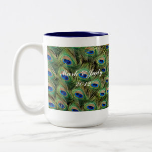 Caneca De Café Em Dois Tons Peacock Wedding Mug