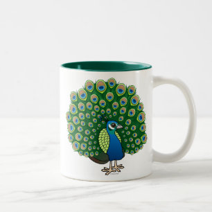 Caneca De Café Em Dois Tons Peafowl indiano