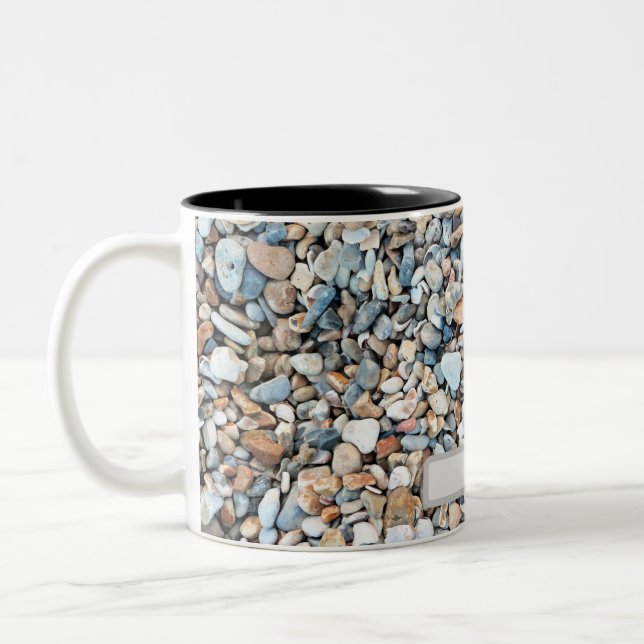 Caneca De Café Em Dois Tons Pebble Stone - design de padrão personalizado (Esquerda)