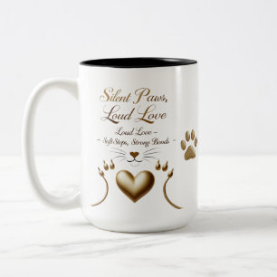 Caneca De Café Em Dois Tons Peças Silenciosas, Amor Alto - Gato Minimalista