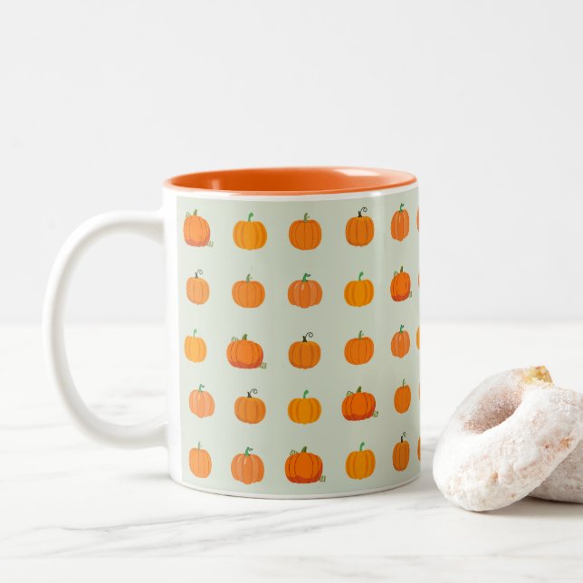 Caneca De Café Em Dois Tons Pedaço de Abóbora (Com Donut)