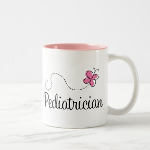 Caneca De Café Em Dois Tons Pediatra cor-de-rosa bonito da borboleta