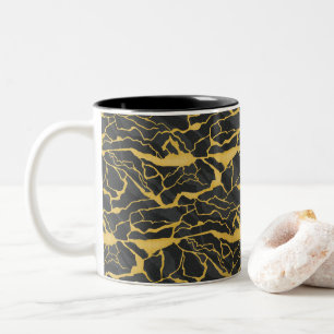 Caneca De Café Em Dois Tons pedra abstrata com veios