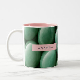 Caneca De Café Em Dois Tons Pedra de Jade Verde Serena Personalizada