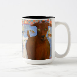 Caneca De Café Em Dois Tons Peek-a-boo! Goat Mug - cabras engraçadas com cada