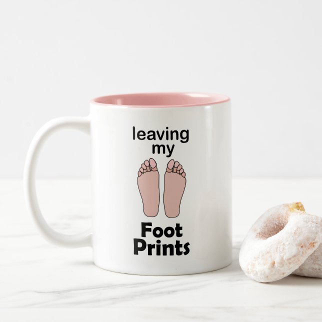 Caneca De Café Em Dois Tons Pegada Deixando Minhas Pegadas Inspirador  (Com Donut)