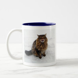 Caneca De Café Em Dois Tons Pegando um floco de neve