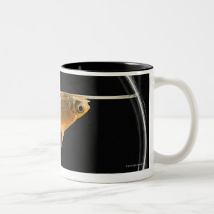 Caneca De Café Em Dois Tons Peixe dourado na bacia 2