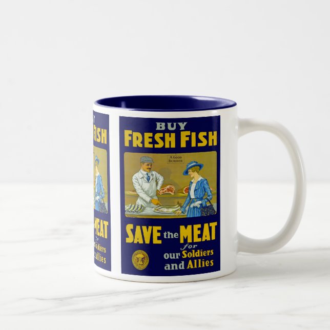 Caneca De Café Em Dois Tons Peixe fresco comprar ~ Salve a carne (Direita)