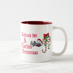 Caneca De Café Em Dois Tons Peixe-gato engraçado da pesca do humor da pesca da