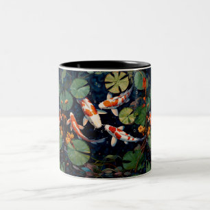 Caneca De Café Em Dois Tons Peixe-lagoa japonês Mug