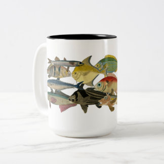 Caneca De Café Em Dois Tons Peixe Pescador Tropical Peixes Exóticos Coloridos