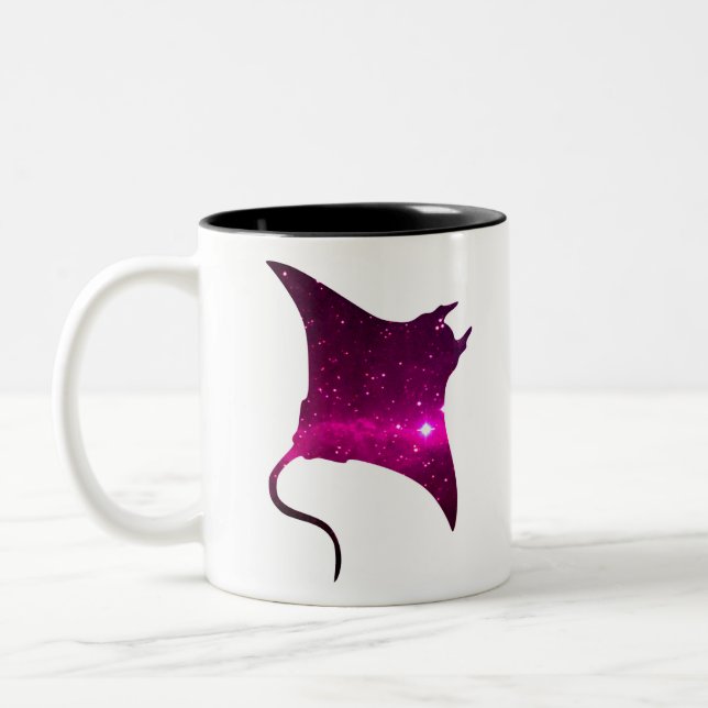 Caneca De Café Em Dois Tons Peixe-relva-rosa-manta-espacial (Esquerda)