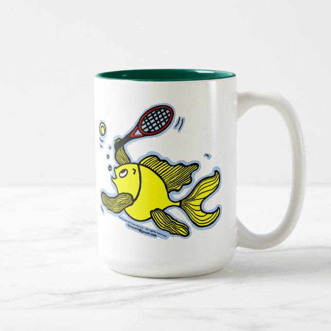 Caneca De Café Em Dois Tons Peixes do tênis, peixes que jogam o tênis (Direita)