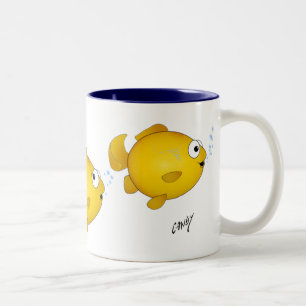 Caneca De Café Em Dois Tons Peixes dos desenhos animados