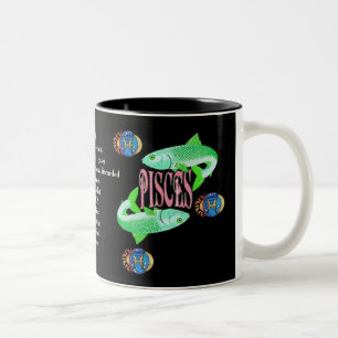 Caneca De Café Em Dois Tons Peixes Sinal de Nascimento Zodiac Mug