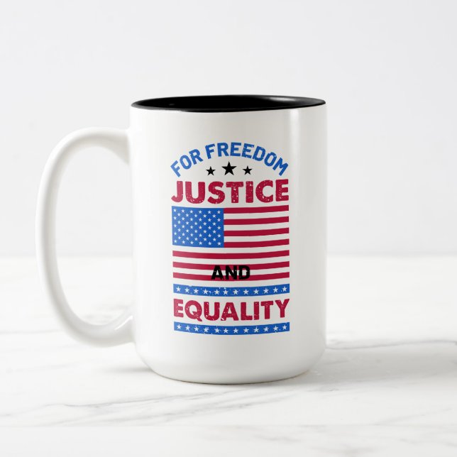 Caneca De Café Em Dois Tons Pela Liberdade, Justiça e Igualdade (Esquerda)