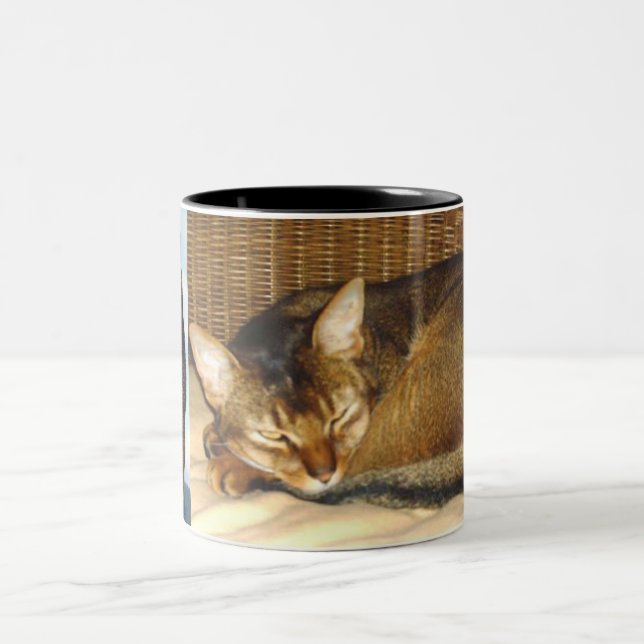 Caneca De Café Em Dois Tons Pele corado do gato Abyssinian (Centro)