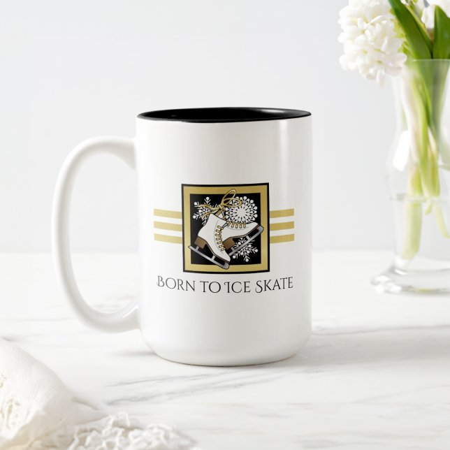 Caneca De Café Em Dois Tons Pele de gelo branco-preto Dourado personalizado (Criador carregado)