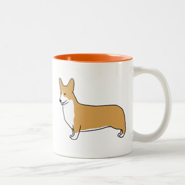 Caneca De Café Em Dois Tons Pembroke Welsh Corgi | Cachorro (Direita)