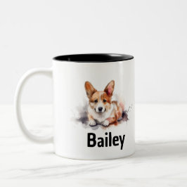 Caneca De Café Em Dois Tons Pembroke Welsh Corgi Watercolor Mug