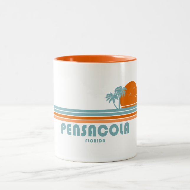 Caneca De Café Em Dois Tons Pensacola Florida Sun Palm Trees (Centro)