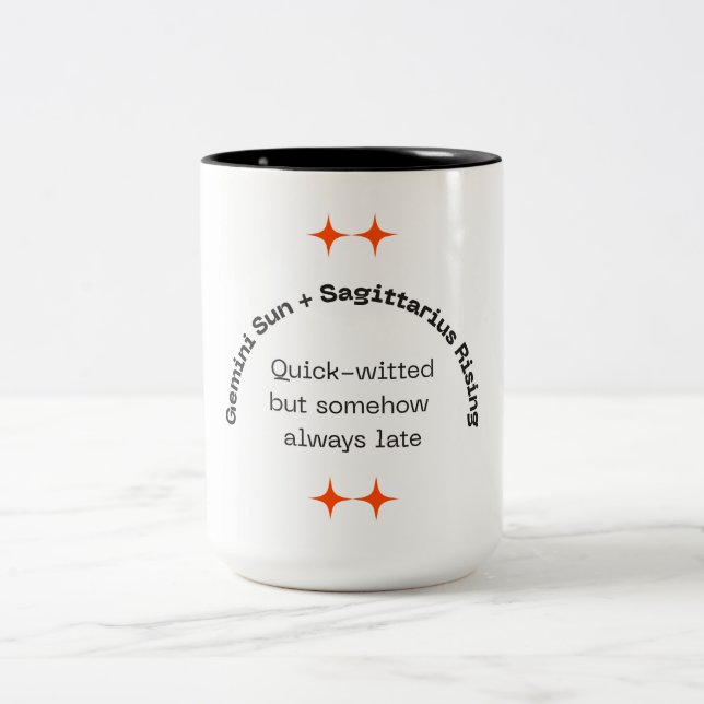 Caneca De Café Em Dois Tons Pensador Aventurado - Sol Gemini, Sagittarius Risi (Centro)