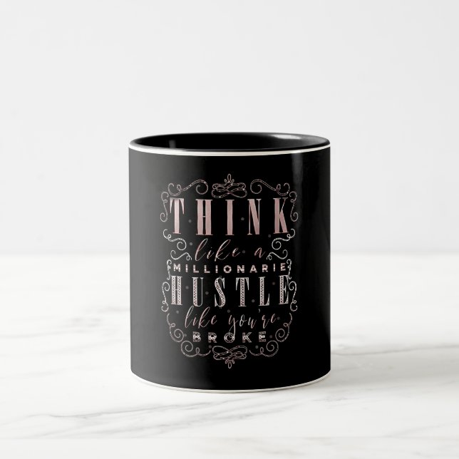 Caneca De Café Em Dois Tons Pense como um Milionário, Trabalhe como se Estives (Centro)