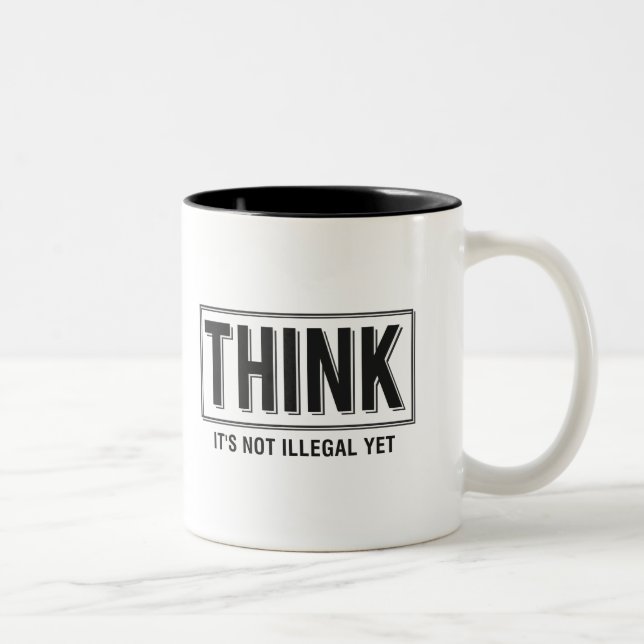 Caneca De Café Em Dois Tons Pense nao ilegal contudo engraçado (Direita)