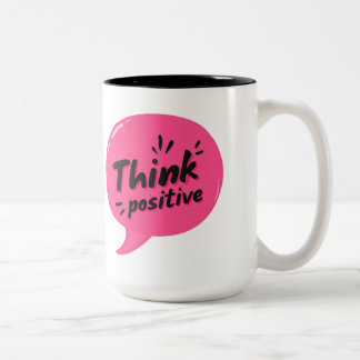 Caneca De Café Em Dois Tons Pense Positivo - Mug Motivacional Negrito