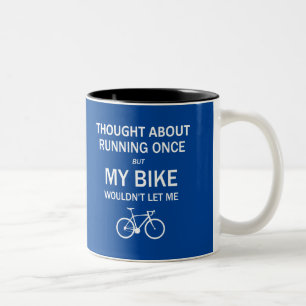 Caneca De Café Em Dois Tons Pensei em correr, mas a minha bicicleta não me dei