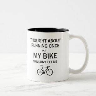 Caneca De Café Em Dois Tons Pensei em correr, mas a minha bicicleta não me dei