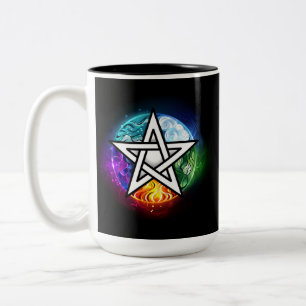 Caneca De Café Em Dois Tons Pentagrama do Wiccan