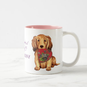 Caneca De Café Em Dois Tons Penteado Dachshund Heart Mãe